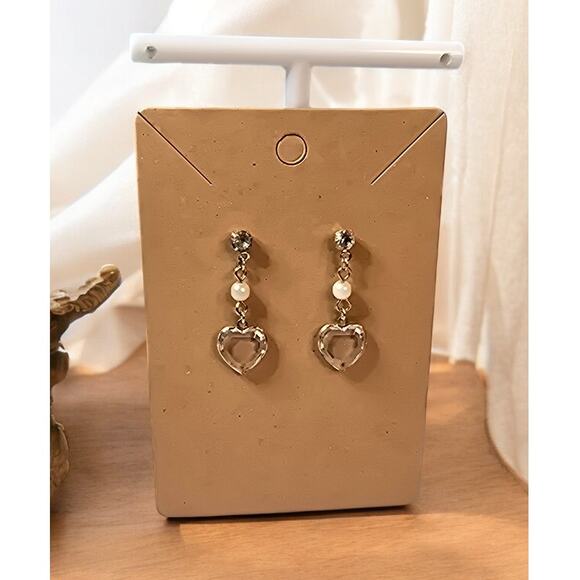 Crystal Heart Dangle Drop Earrings - Picture 2 of 4